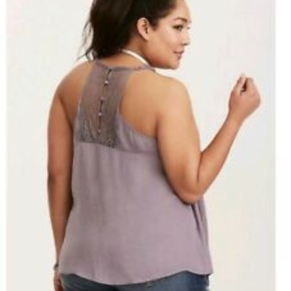 Torrid Tops - Satin Lace Trim Cami Grey Torrid Tops - Satin Lace Trim Cami Grey
